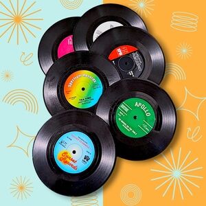 Retro Vinyl Record Coasters Set Of 6